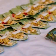 Prepared betel quids on leaves